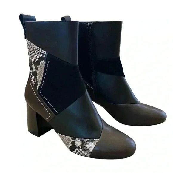 See By Chloe Tyra Patchwork Boots Booties Size 9 or 39 - Picture 1 of 15